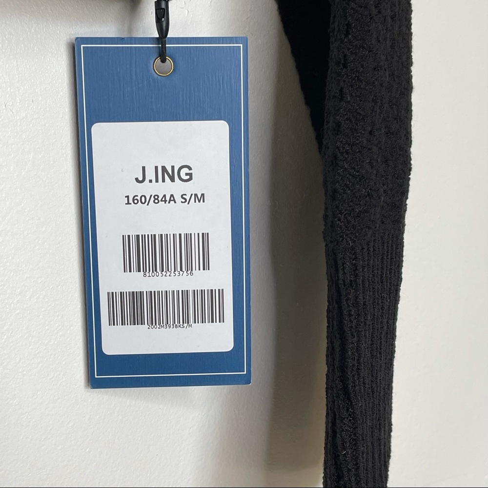 J.ING Black Crop Cardigan Open Knit Long Sleeve V-neck Button Small Medium NWT - Picture 6 of 9